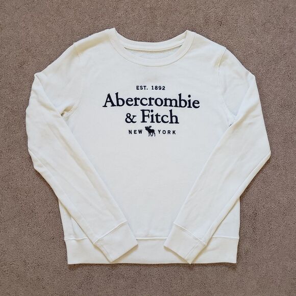 Abercrombie & Fitch Tops - Abercrombie And Fitch Women's Sweatshirt Embroidered Logo Ivory Size S
